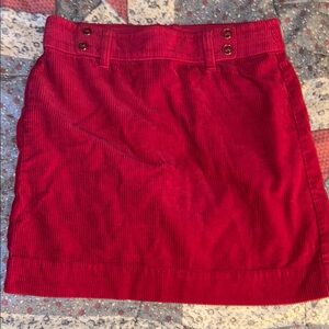LOFT Red Corduroy Mini Pencil Skirt Casual